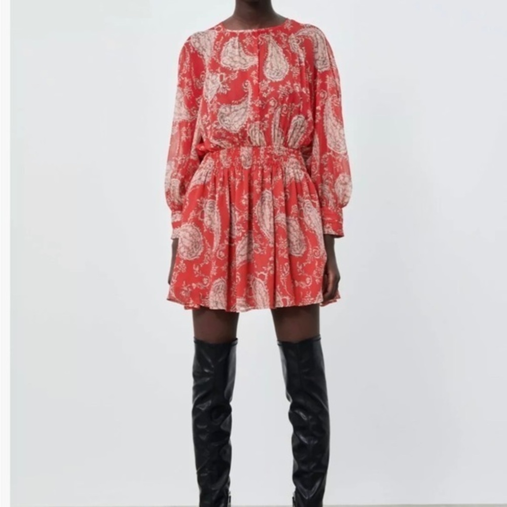 Brand New Zara Red Paisley Dress Size XL